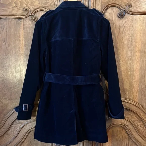 LL Bean Navy Blue Corduroy Double Button Up Jacket Pea Coat - Picture 10 of 15